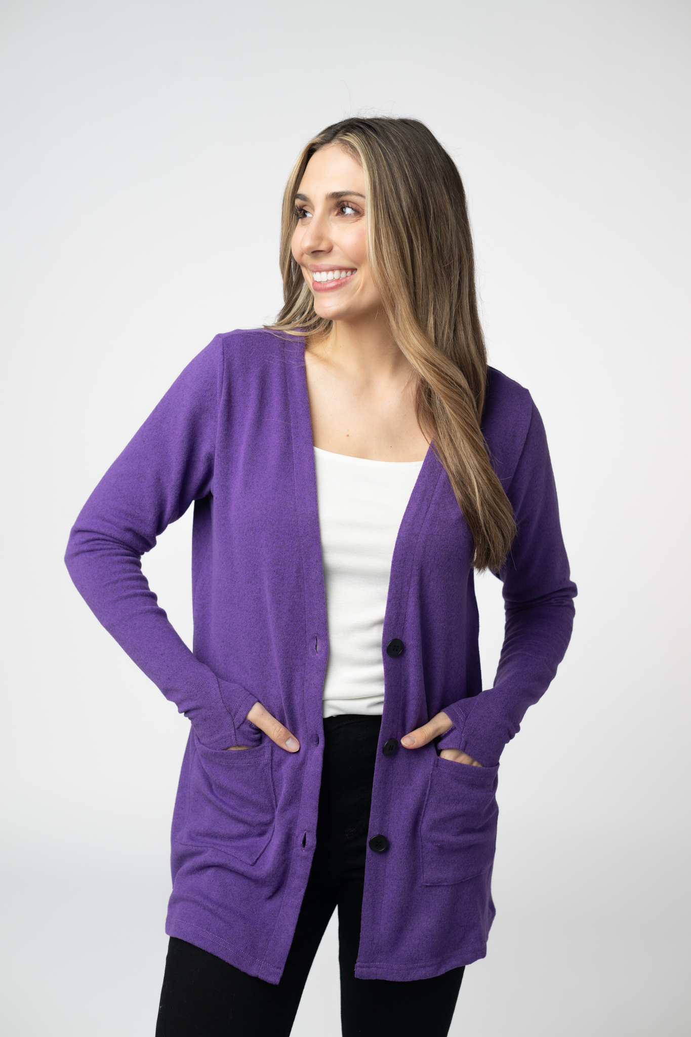 IN STOCK Cori Cardigan - Heathered Purple by Michelle Mae