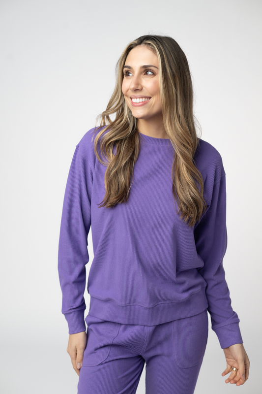 IN STOCK Corrine Ribbed Pullover Top - Purple by Michelle Mae