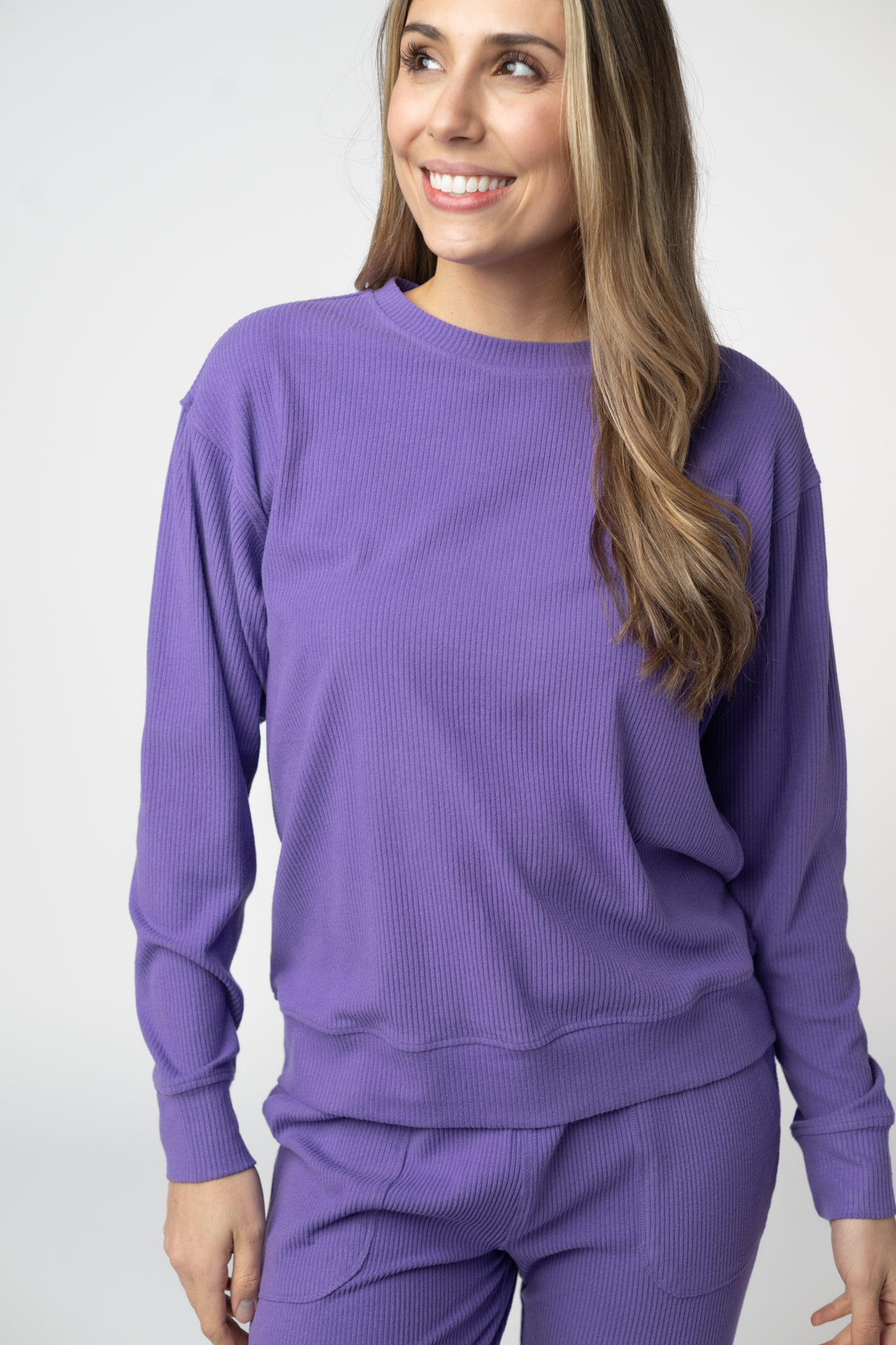 IN STOCK Corrine Ribbed Pullover Top - Purple by Michelle Mae