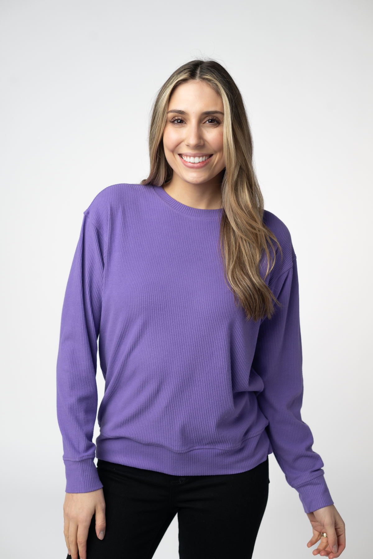 IN STOCK Corrine Ribbed Pullover Top - Purple by Michelle Mae