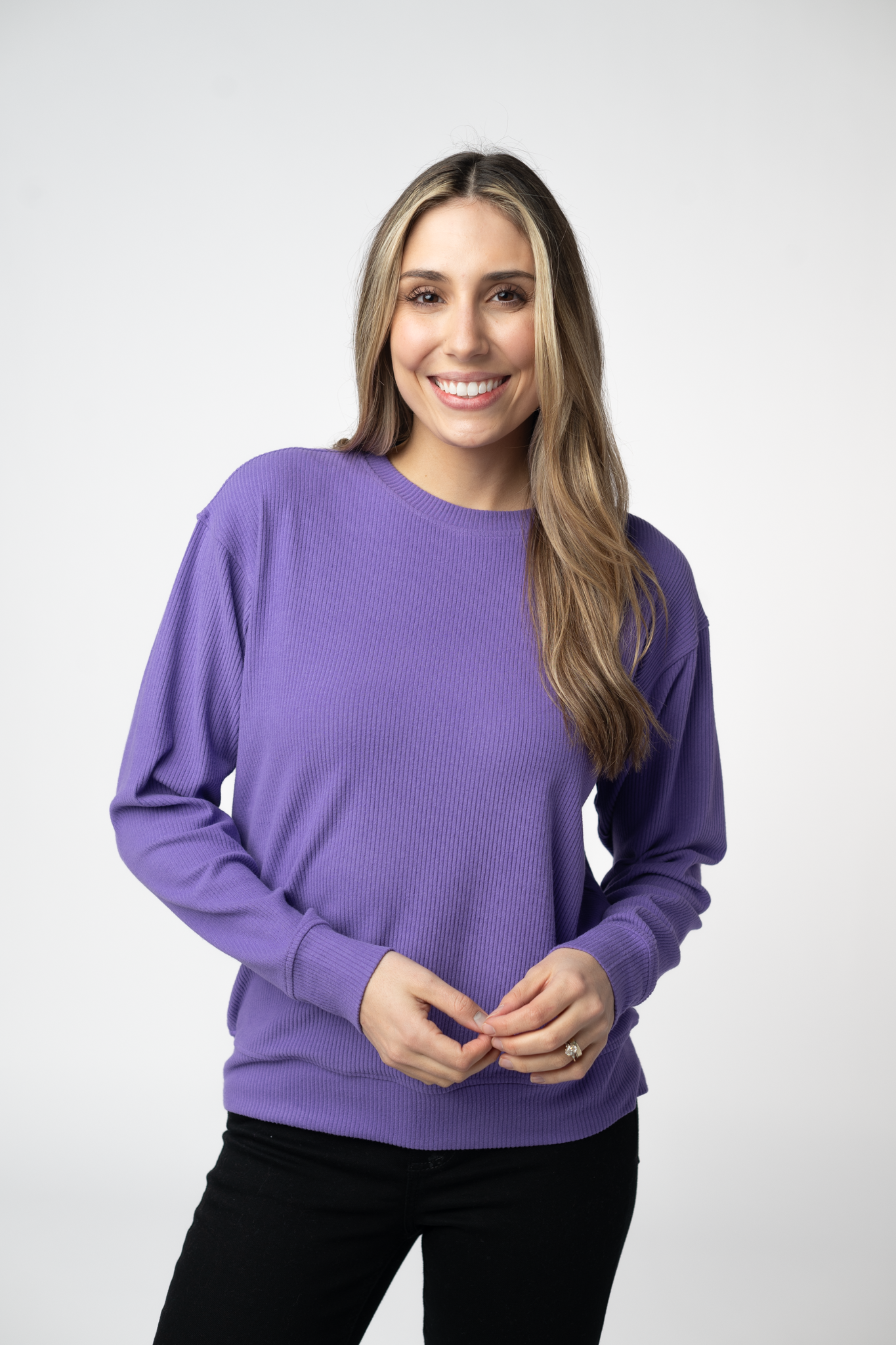IN STOCK Corrine Ribbed Pullover Top - Purple by Michelle Mae