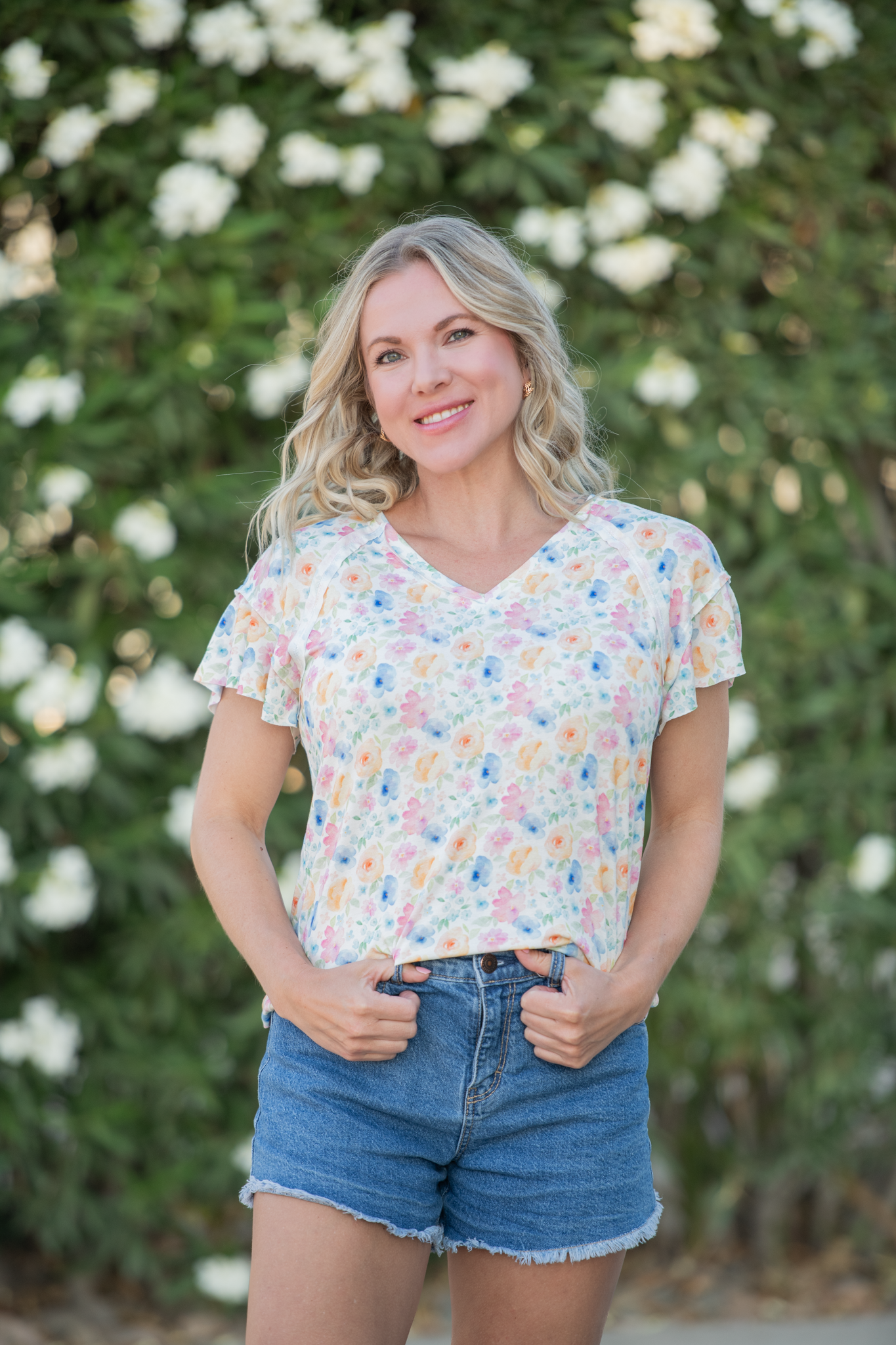 IN STOCK Raelynn V-Neck Top - Petal Gardens FINAL SALE by Michelle Mae