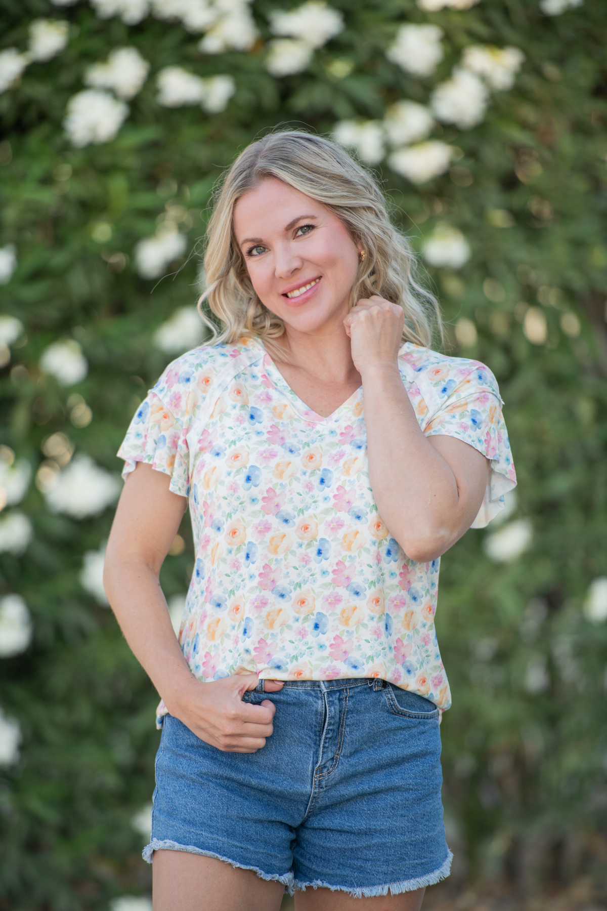 IN STOCK Raelynn V-Neck Top - Petal Gardens FINAL SALE by Michelle Mae