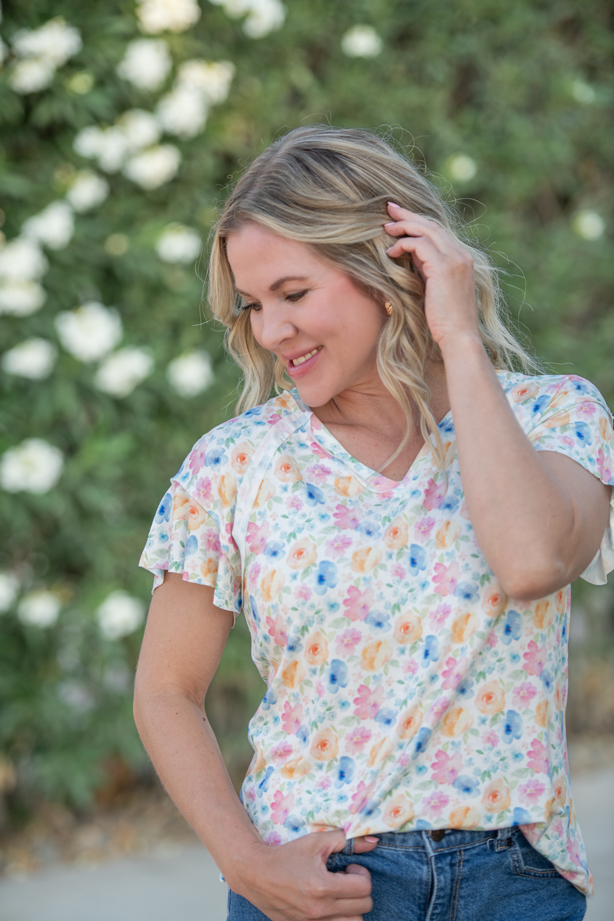 IN STOCK Raelynn V-Neck Top - Petal Gardens FINAL SALE by Michelle Mae