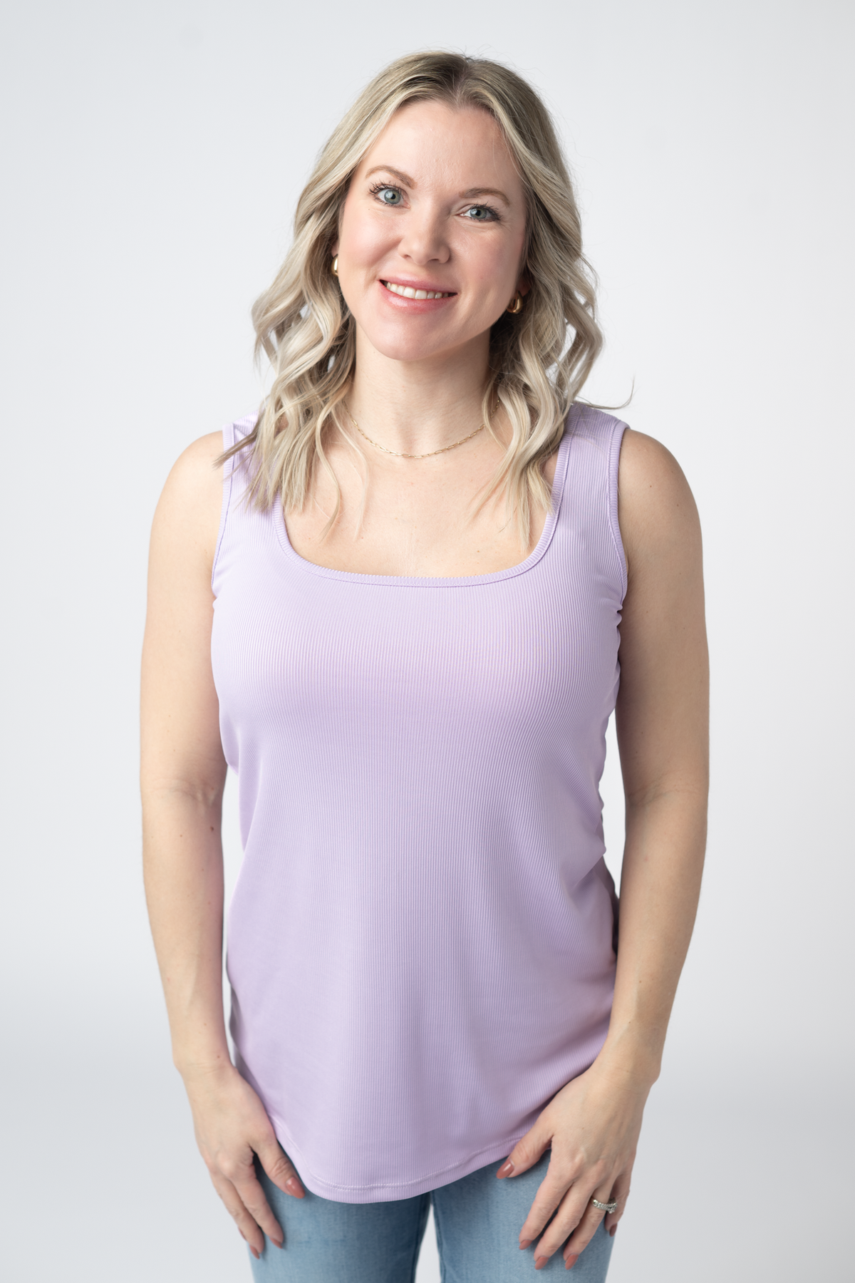 Women Lavender Rachel Ribbed Tank Top Lightweight Breathable Essential
