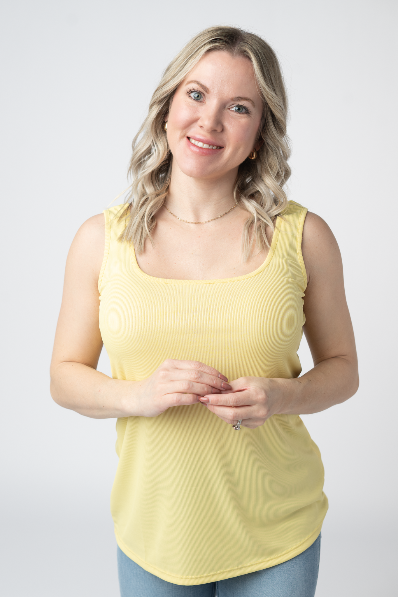 Womens Rachel Ribbed Tank Top Lightweight Yellow Summer Casual Fit by Michelle Mae
