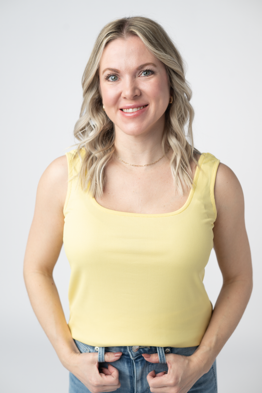 Womens Rachel Ribbed Tank Top Lightweight Yellow Summer Casual Fit