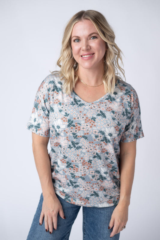 Chloe Cozy Tee - Ditsy Blush Floral