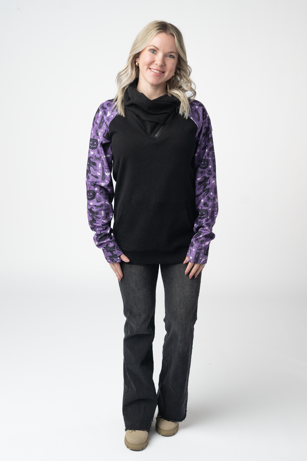 IN STOCK Zoey ZipCowl Sweatshirt - I Put A Spell On You and Black by Michelle Mae
