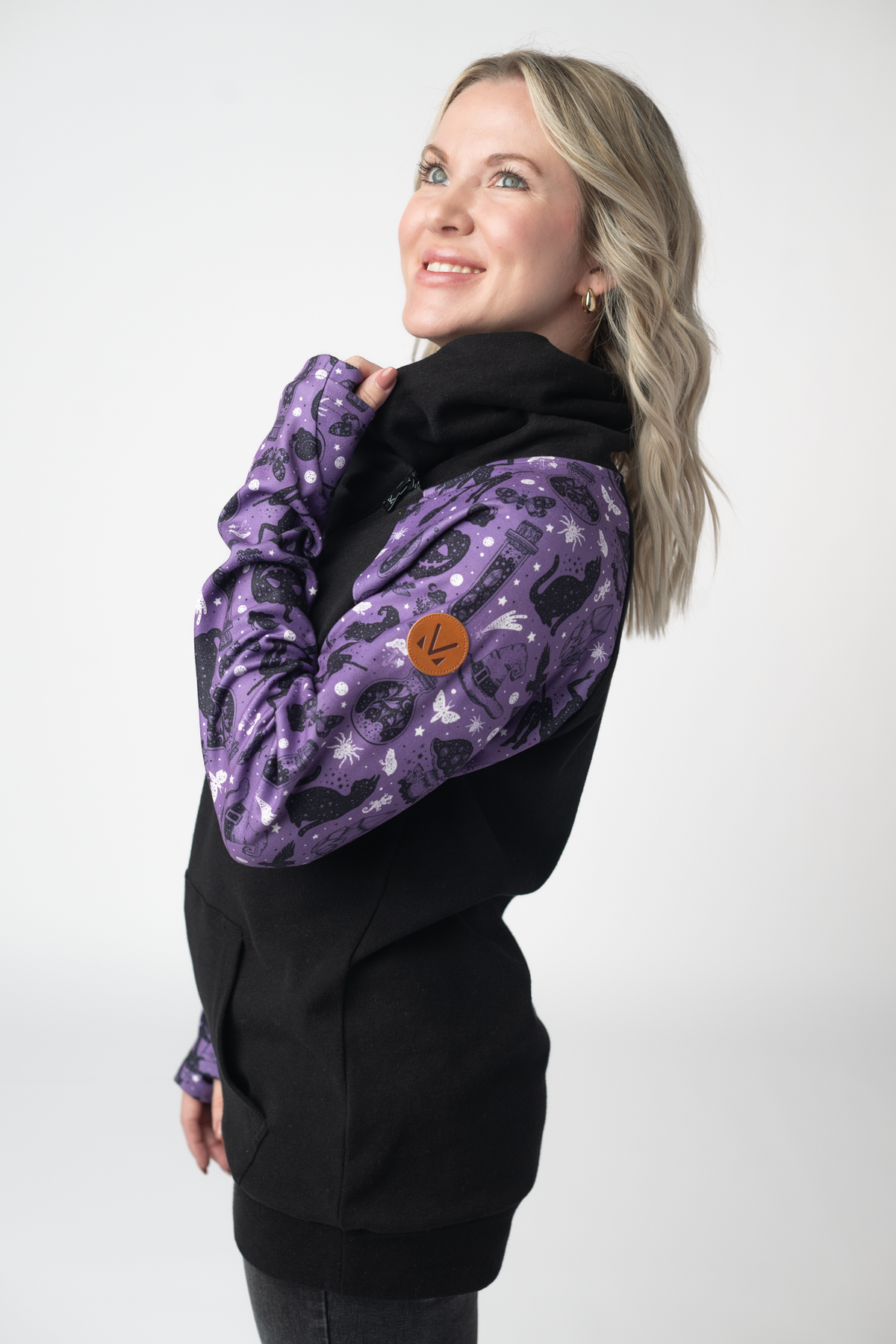 IN STOCK Zoey ZipCowl Sweatshirt - I Put A Spell On You and Black by Michelle Mae