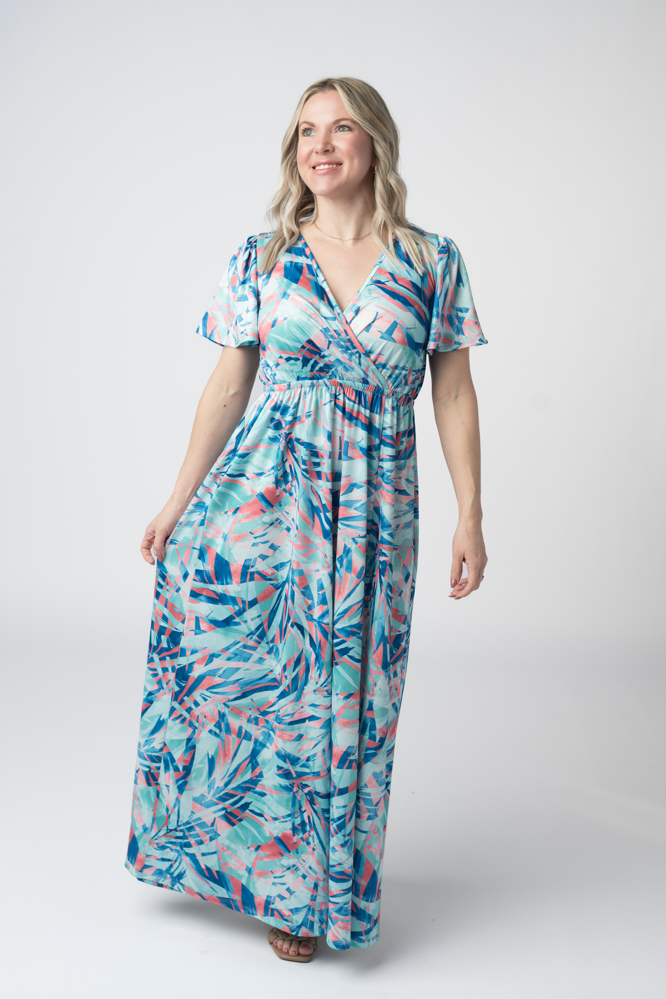 IN STOCK Millie Maxi Dress - Abstract Aqua Breeze FINAL SALE by Michelle Mae