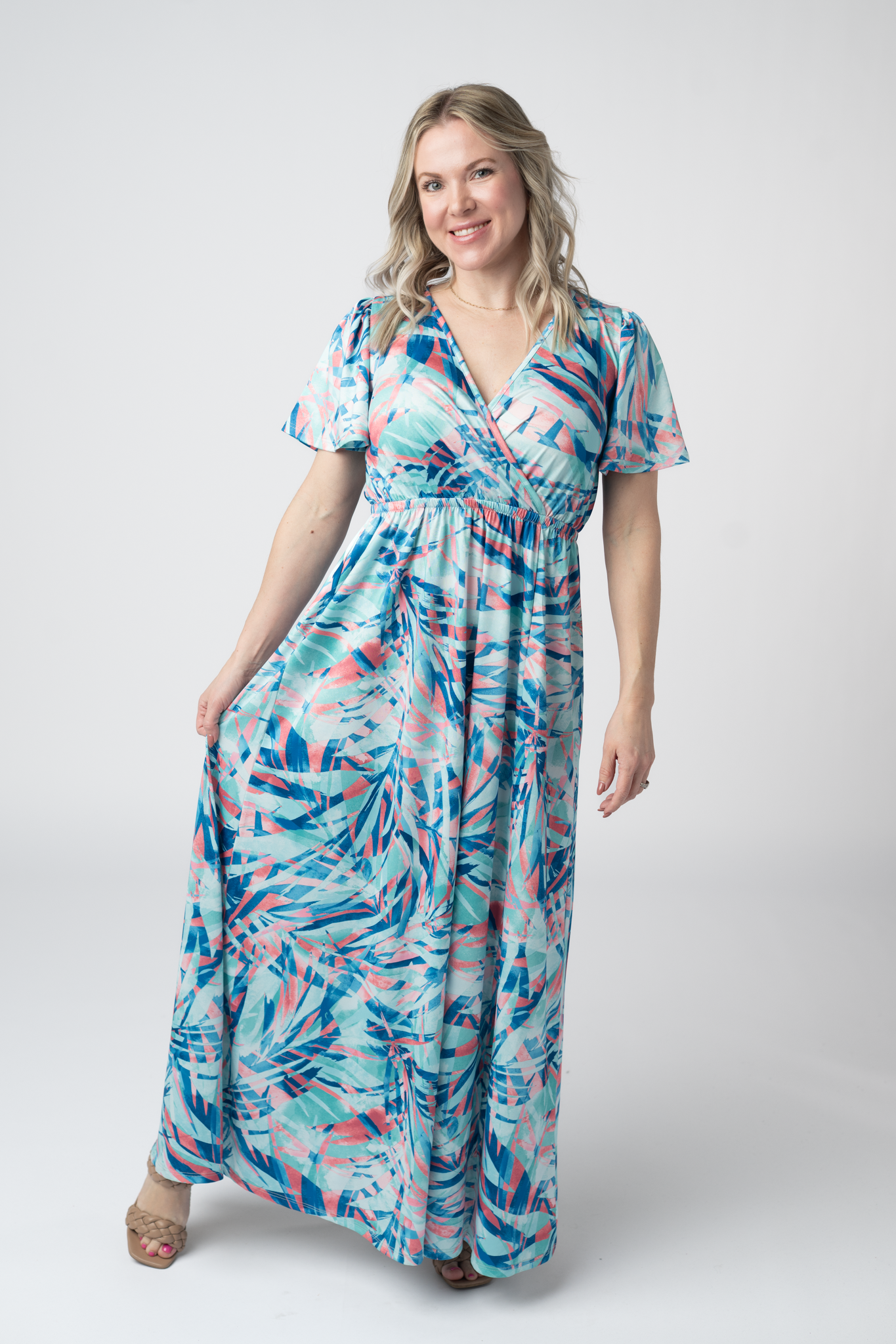 IN STOCK Millie Maxi Dress - Abstract Aqua Breeze FINAL SALE by Michelle Mae