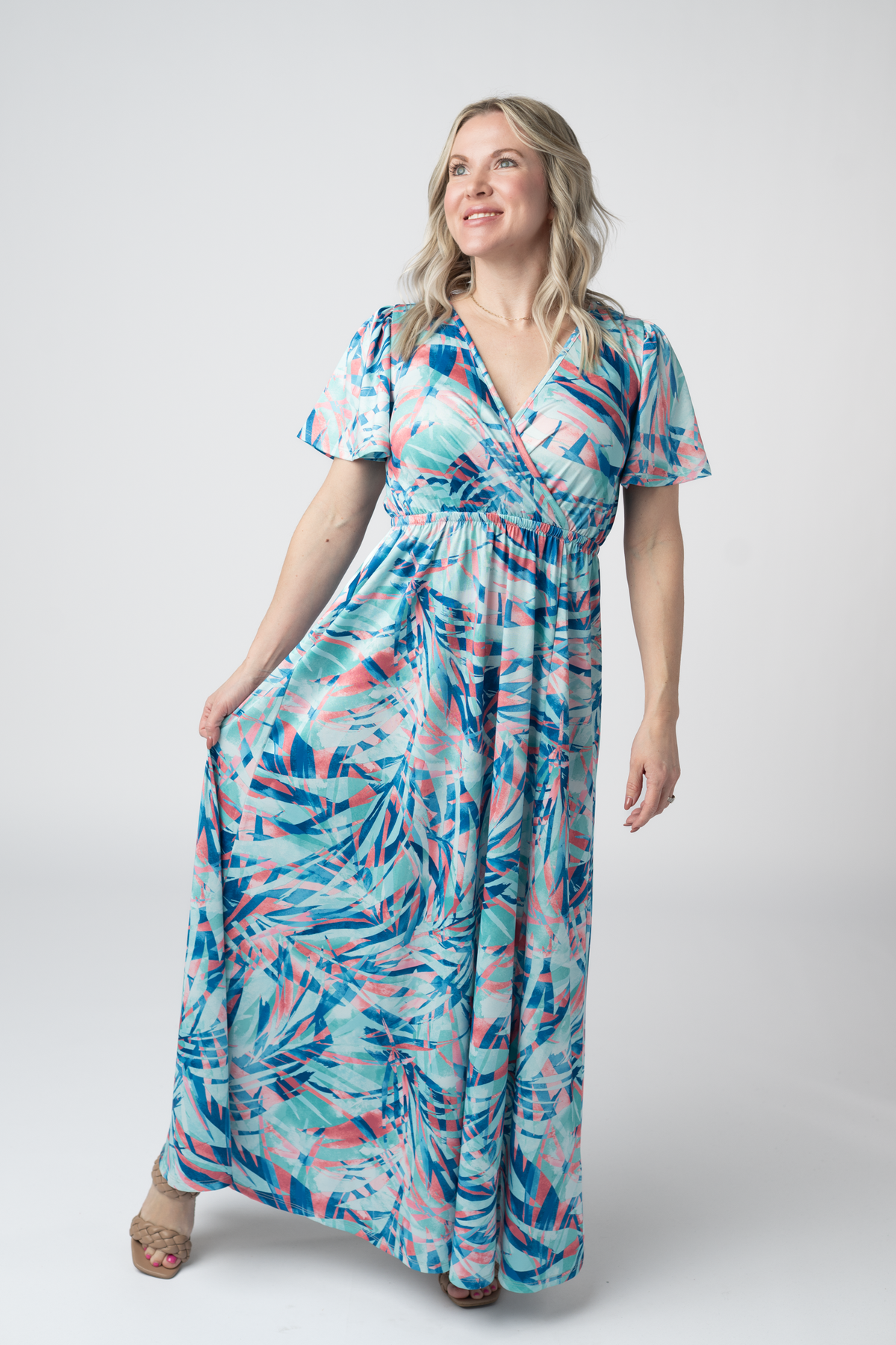 IN STOCK Millie Maxi Dress - Abstract Aqua Breeze FINAL SALE by Michelle Mae