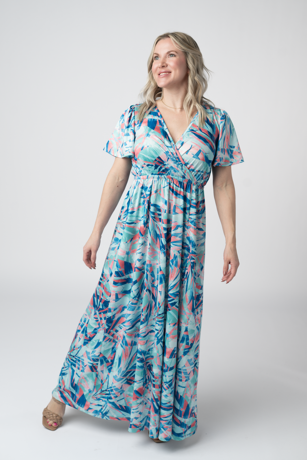 IN STOCK Millie Maxi Dress - Abstract Aqua Breeze FINAL SALE by Michelle Mae
