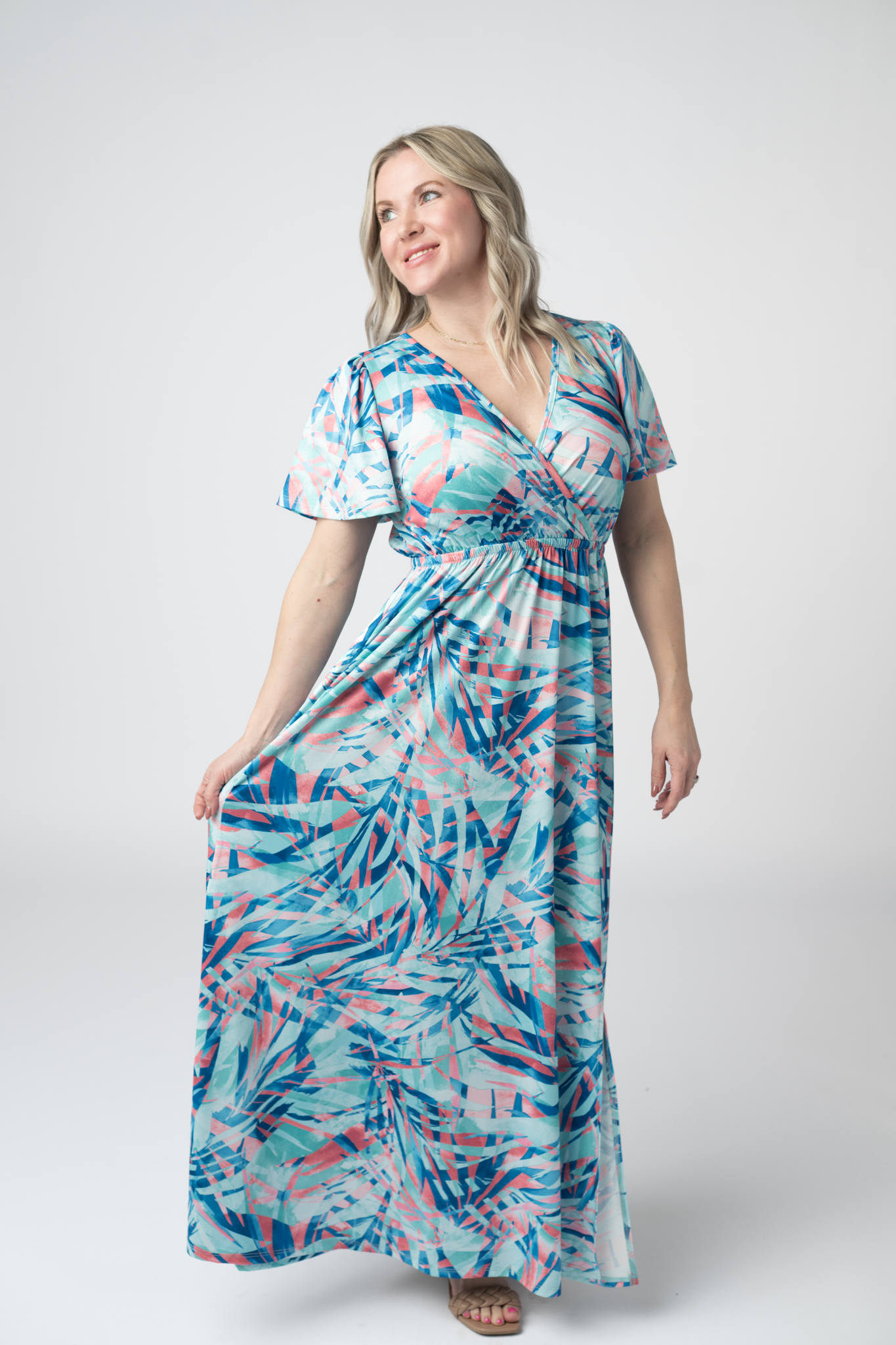 IN STOCK Millie Maxi Dress - Abstract Aqua Breeze FINAL SALE by Michelle Mae