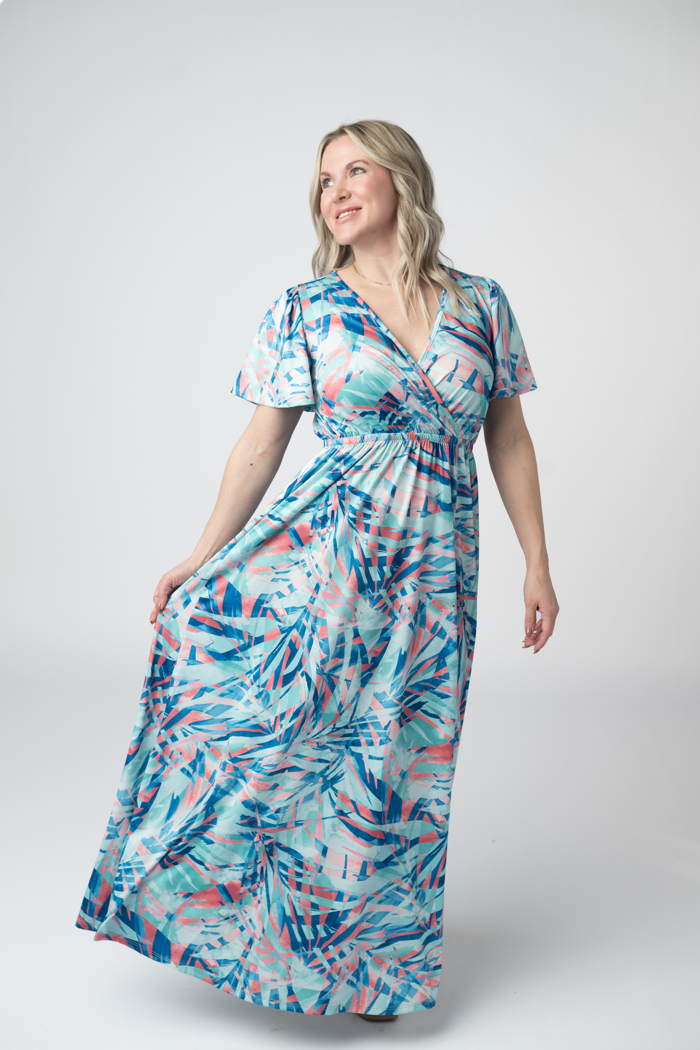 IN STOCK Millie Maxi Dress - Abstract Aqua Breeze FINAL SALE by Michelle Mae