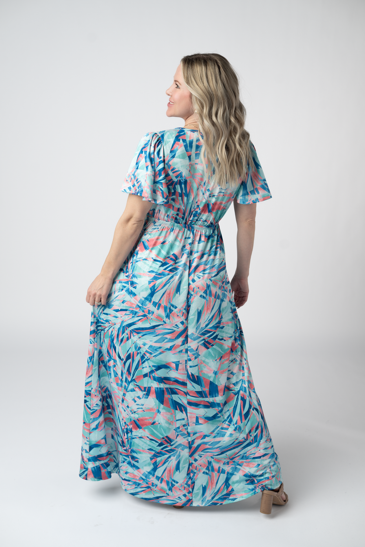 IN STOCK Millie Maxi Dress - Abstract Aqua Breeze FINAL SALE by Michelle Mae