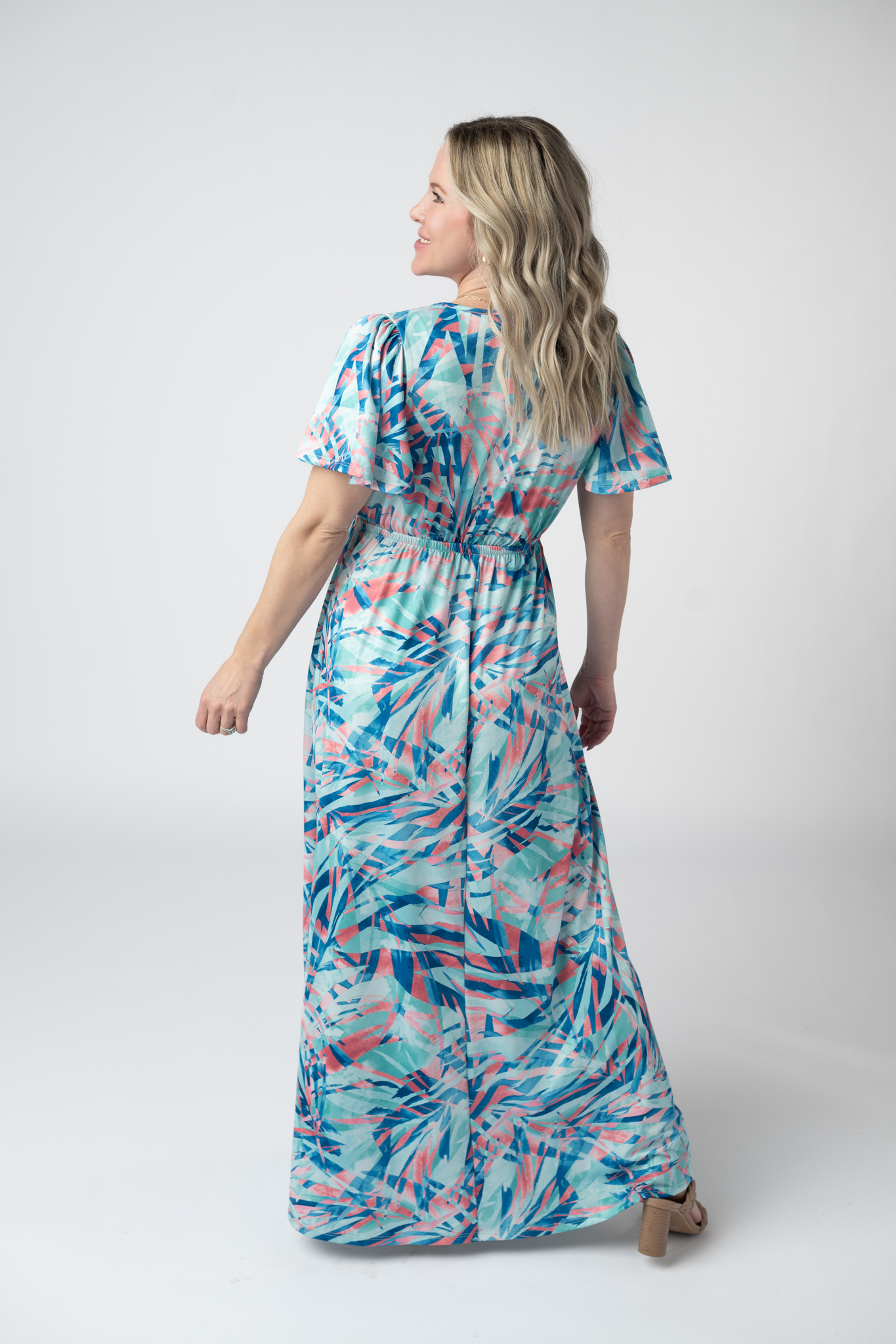 IN STOCK Millie Maxi Dress - Abstract Aqua Breeze FINAL SALE by Michelle Mae