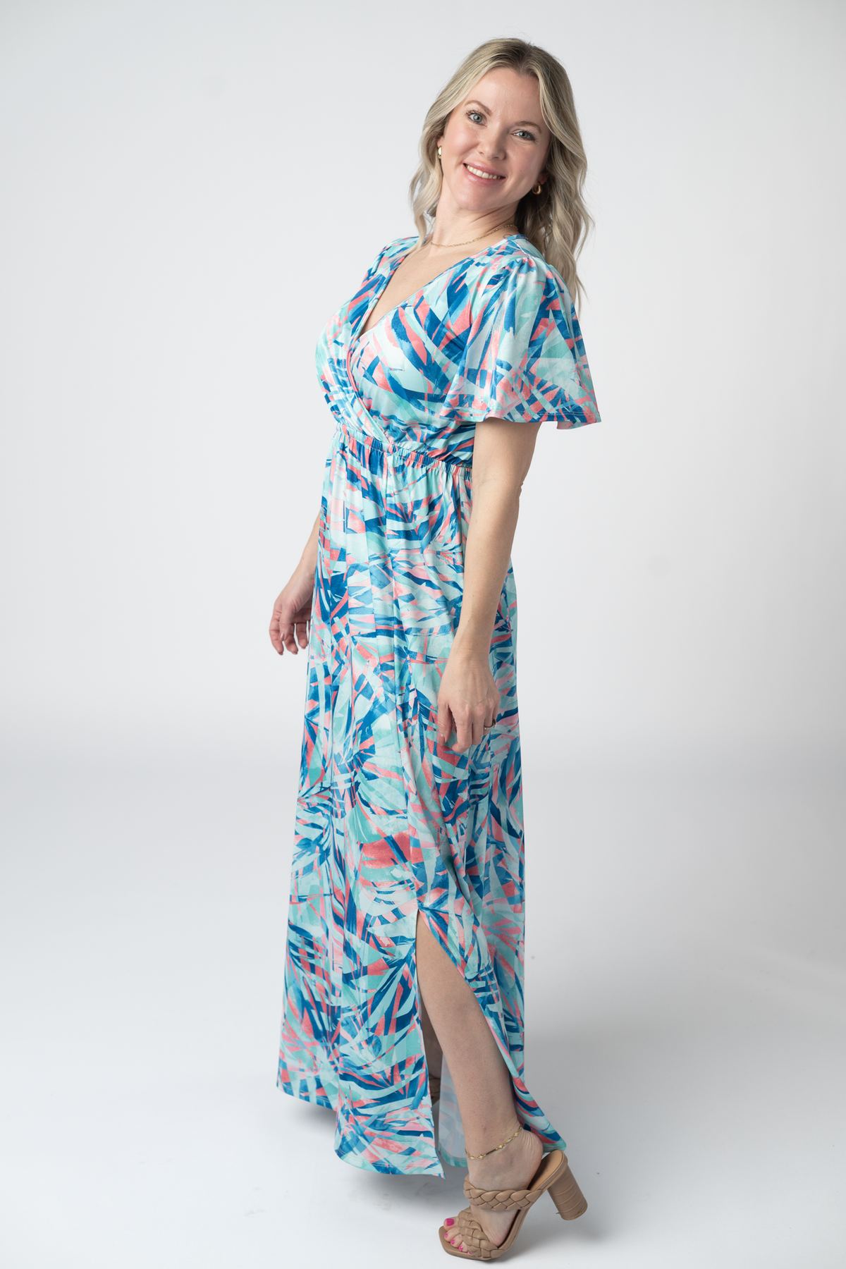 IN STOCK Millie Maxi Dress - Abstract Aqua Breeze FINAL SALE by Michelle Mae
