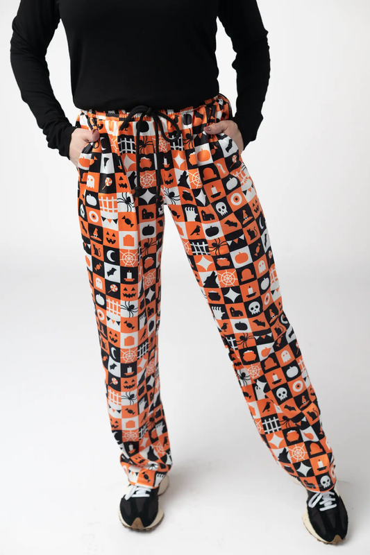 Lounge Pants - Trick-Or-Treat Checkered by Michelle Mae