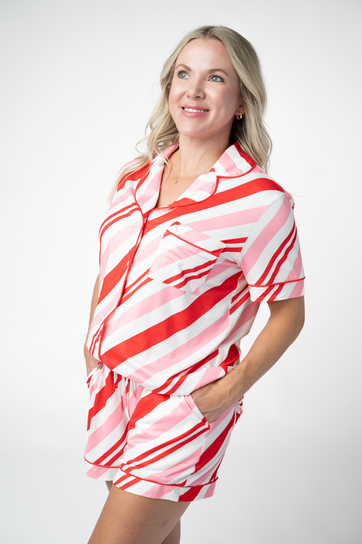 IN STOCK Brooke Top and Shorts Pajama Set - Candy Cane by Michelle Mae