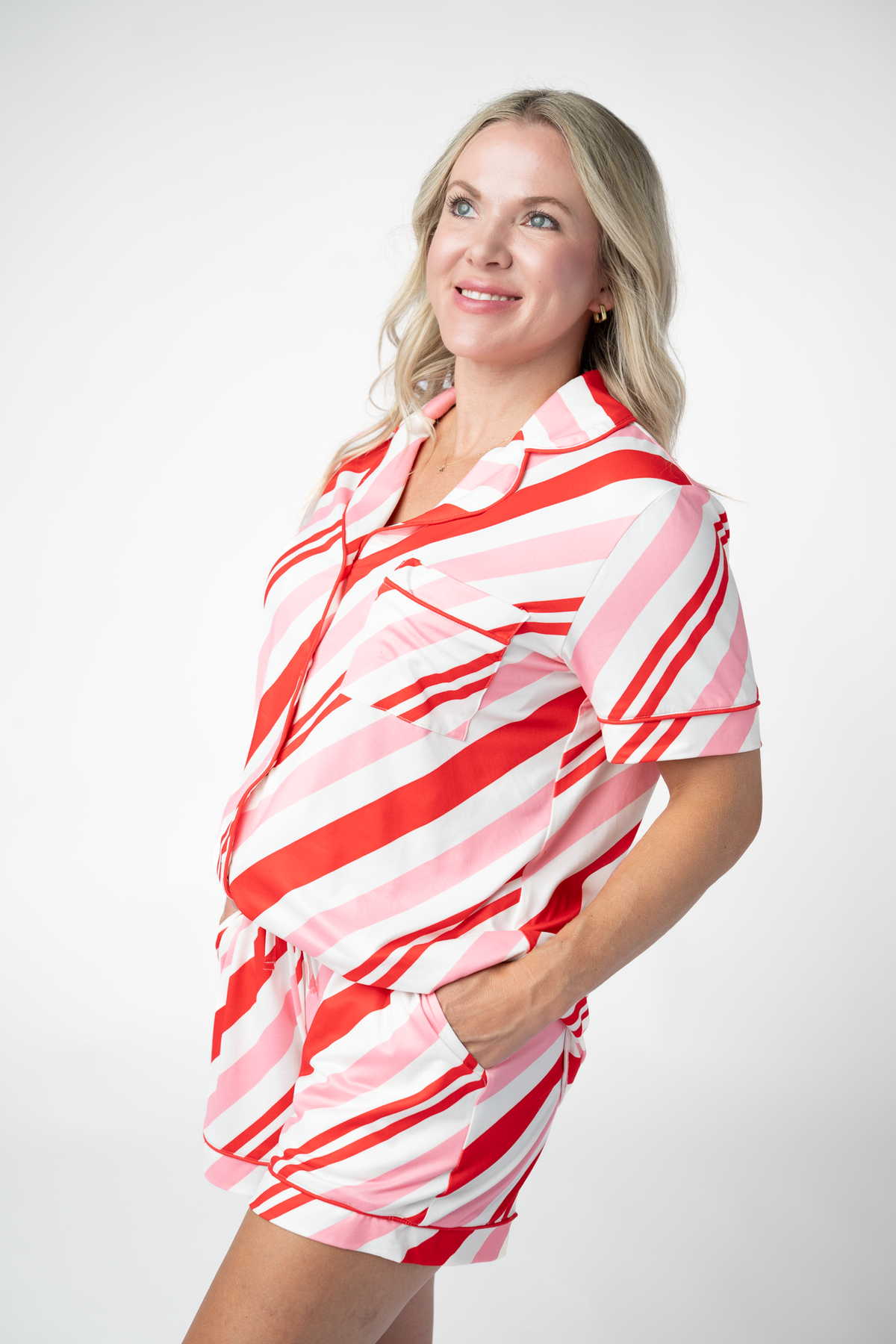 IN STOCK Brooke Top and Shorts Pajama Set - Candy Cane by Michelle Mae