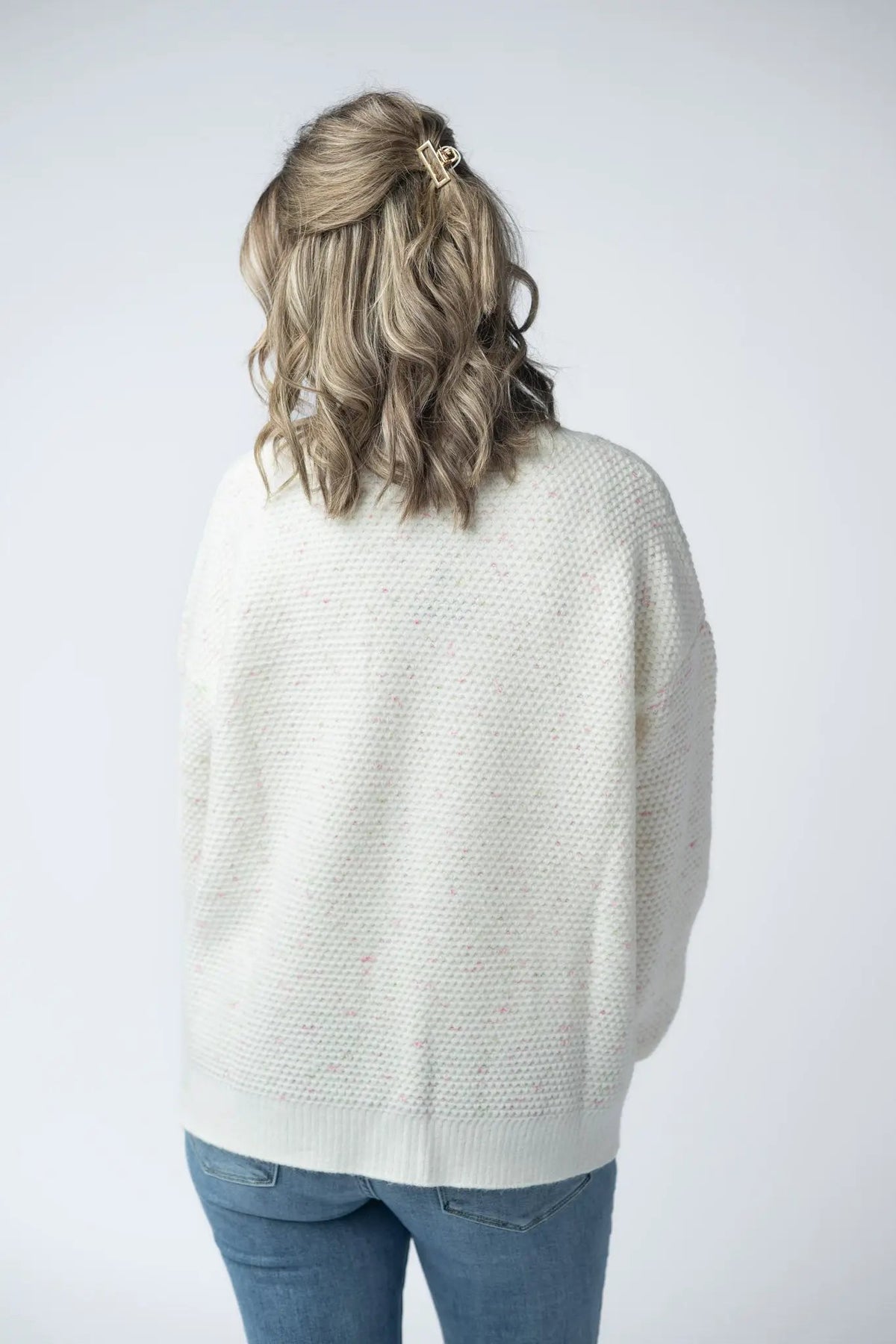 Kinsley Open Front Cardigan Pink And Green Mix Ivory Spring Layering