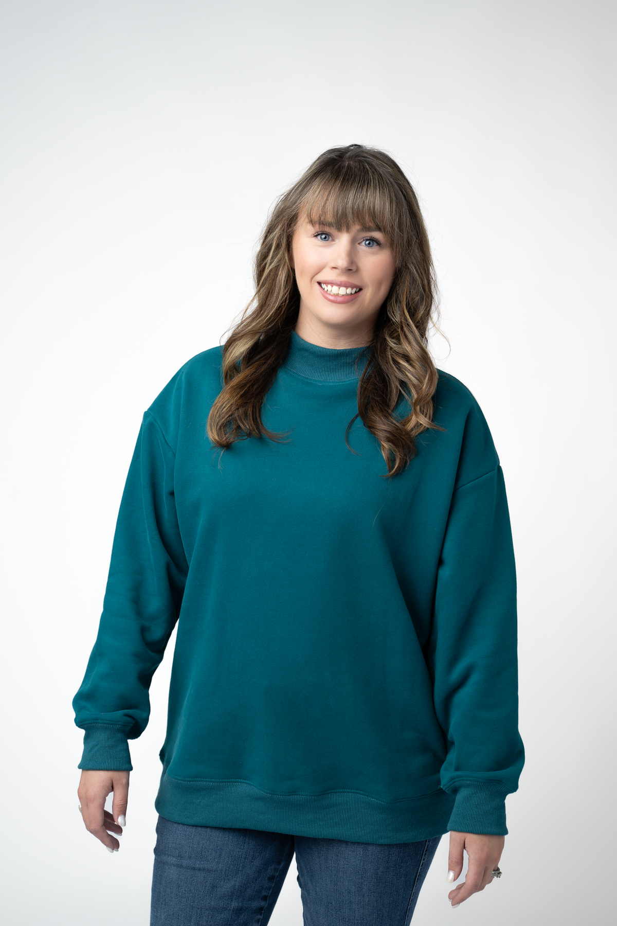 IN STOCK Marley Mock Neck Sweatshirt - Teal by Michelle Mae