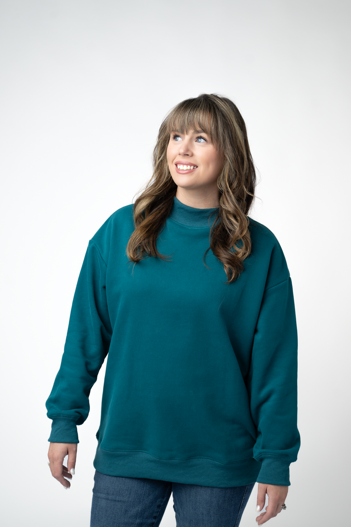 IN STOCK Marley Mock Neck Sweatshirt - Teal by Michelle Mae