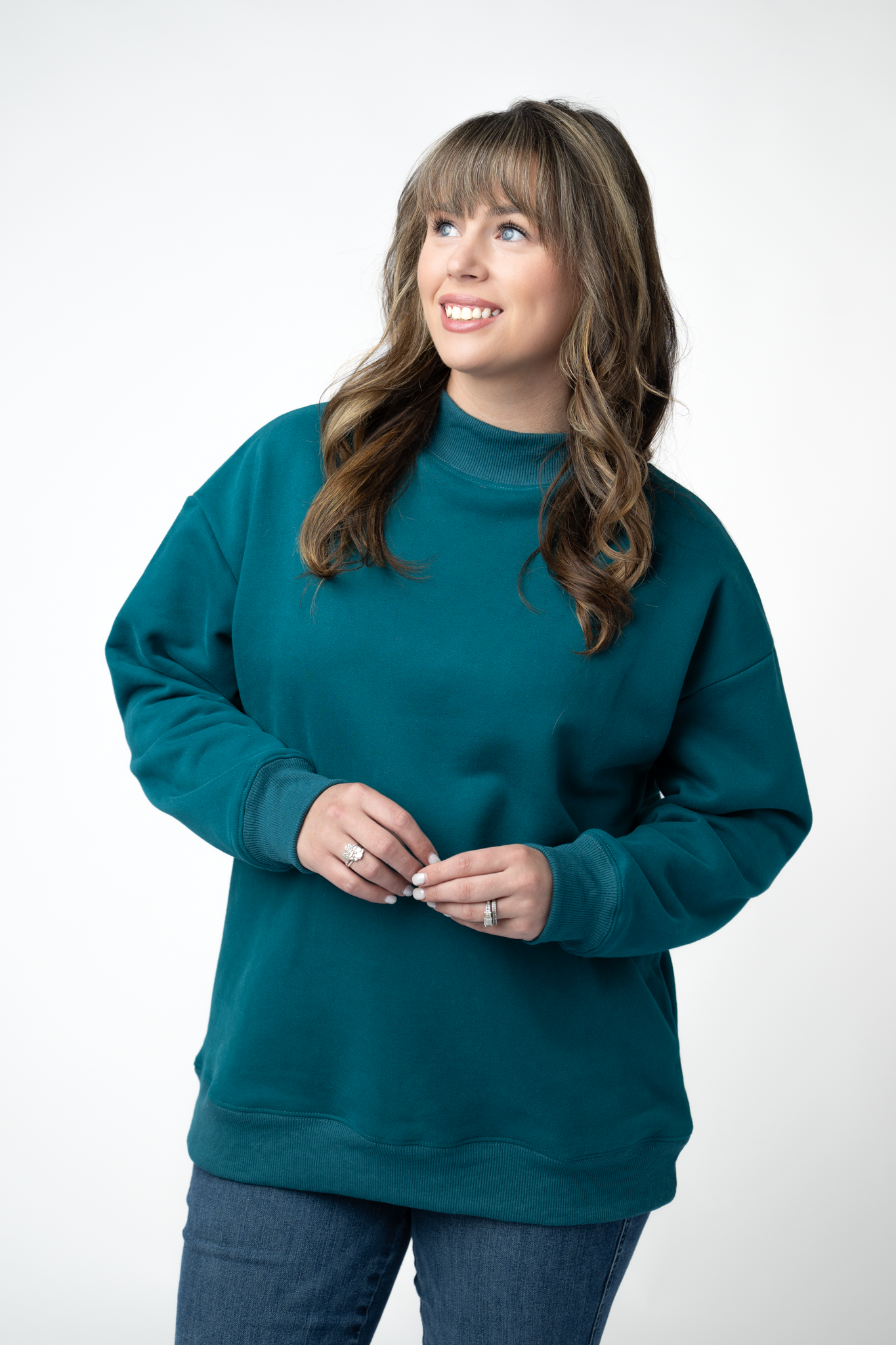 Marley Mock Neck Sweatshirt - Teal by Michelle Mae