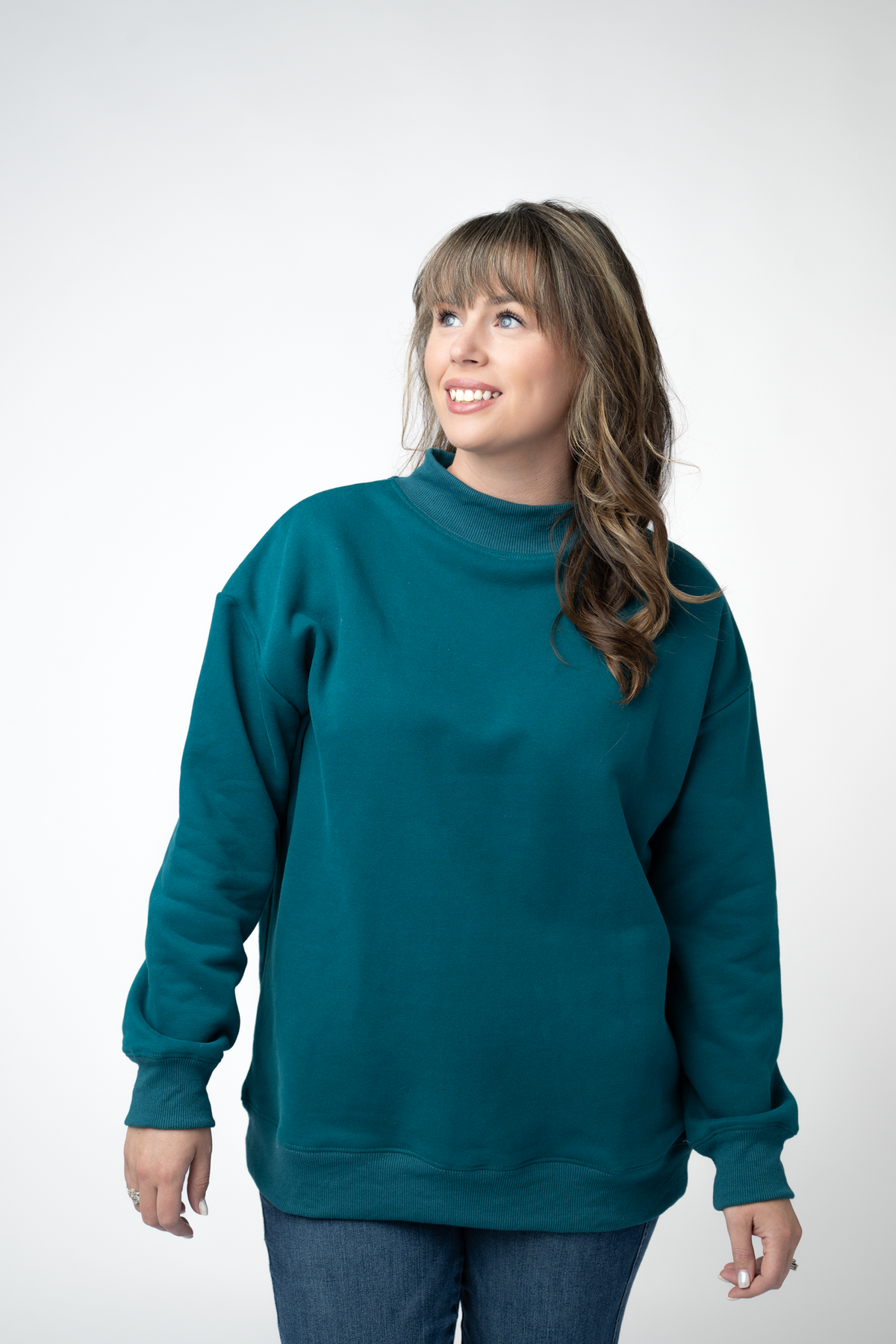IN STOCK Marley Mock Neck Sweatshirt - Teal by Michelle Mae