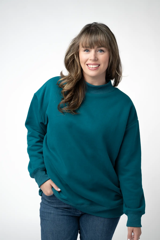 Marley Mock Neck Sweatshirt - Teal by Michelle Mae