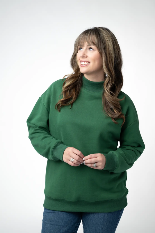 Marley Mock Neck Sweatshirt - Forest Green by Michelle Mae