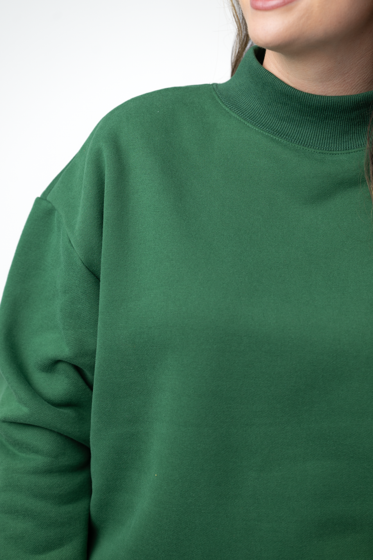 Marley Mock Neck Sweatshirt Forest Green Soft Fleece by Michelle Mae