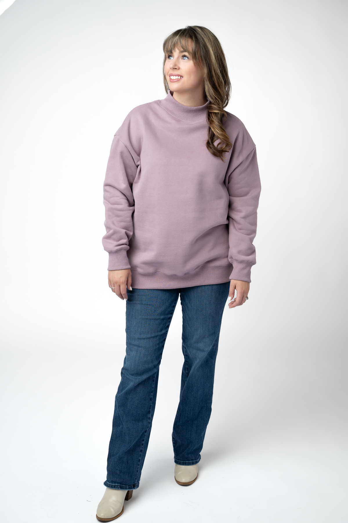 IN STOCK Marley Mock Neck Sweatshirt - Mauve by Michelle Mae