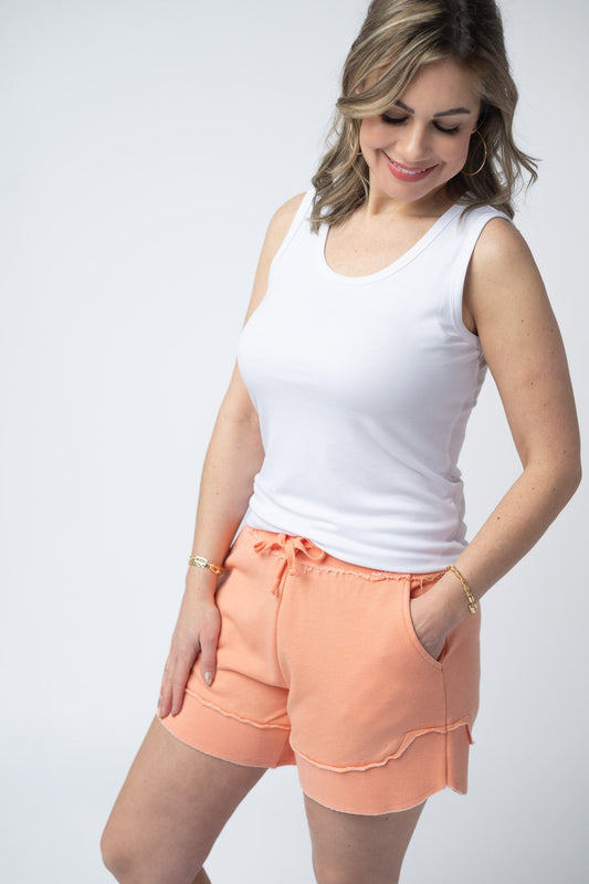 IN STOCK French Terry Stevie Shorts - Spring Peach