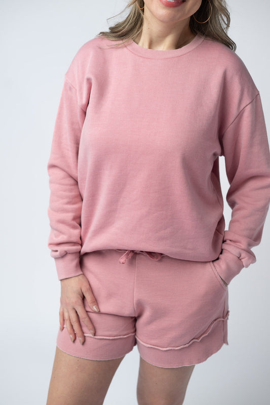 Amen Vintage Wash Pullover in Dusty Pink