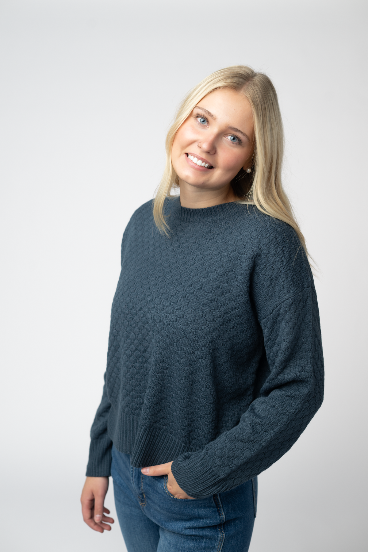IN STOCK Gianna Pullover Sweater - Teal by Michelle Mae
