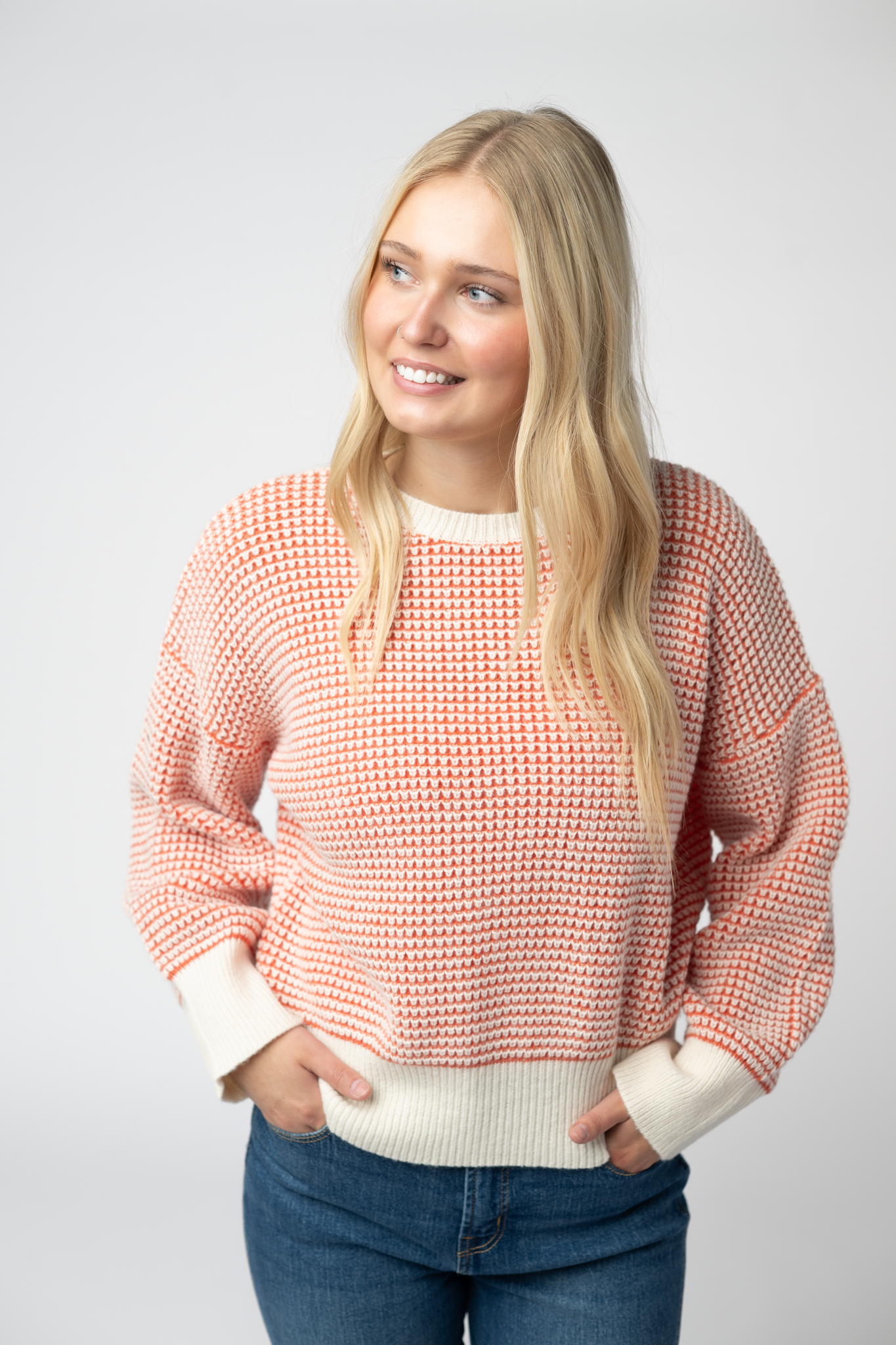 IN STOCK Charlotte Sweater - Orange and Ivory by Michelle Mae