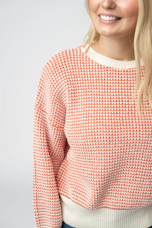 Charlotte Sweater - Orange and Ivory by Michelle Mae