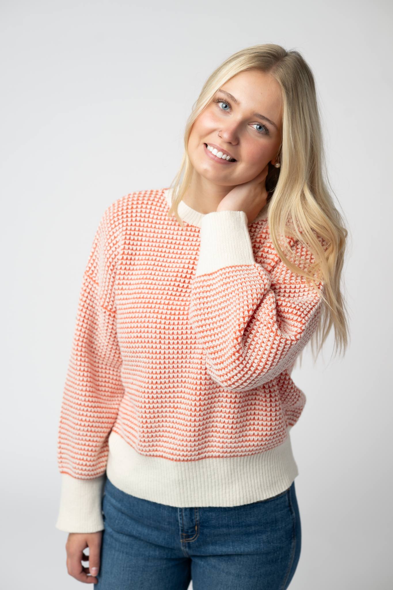 IN STOCK Charlotte Sweater - Orange and Ivory by Michelle Mae