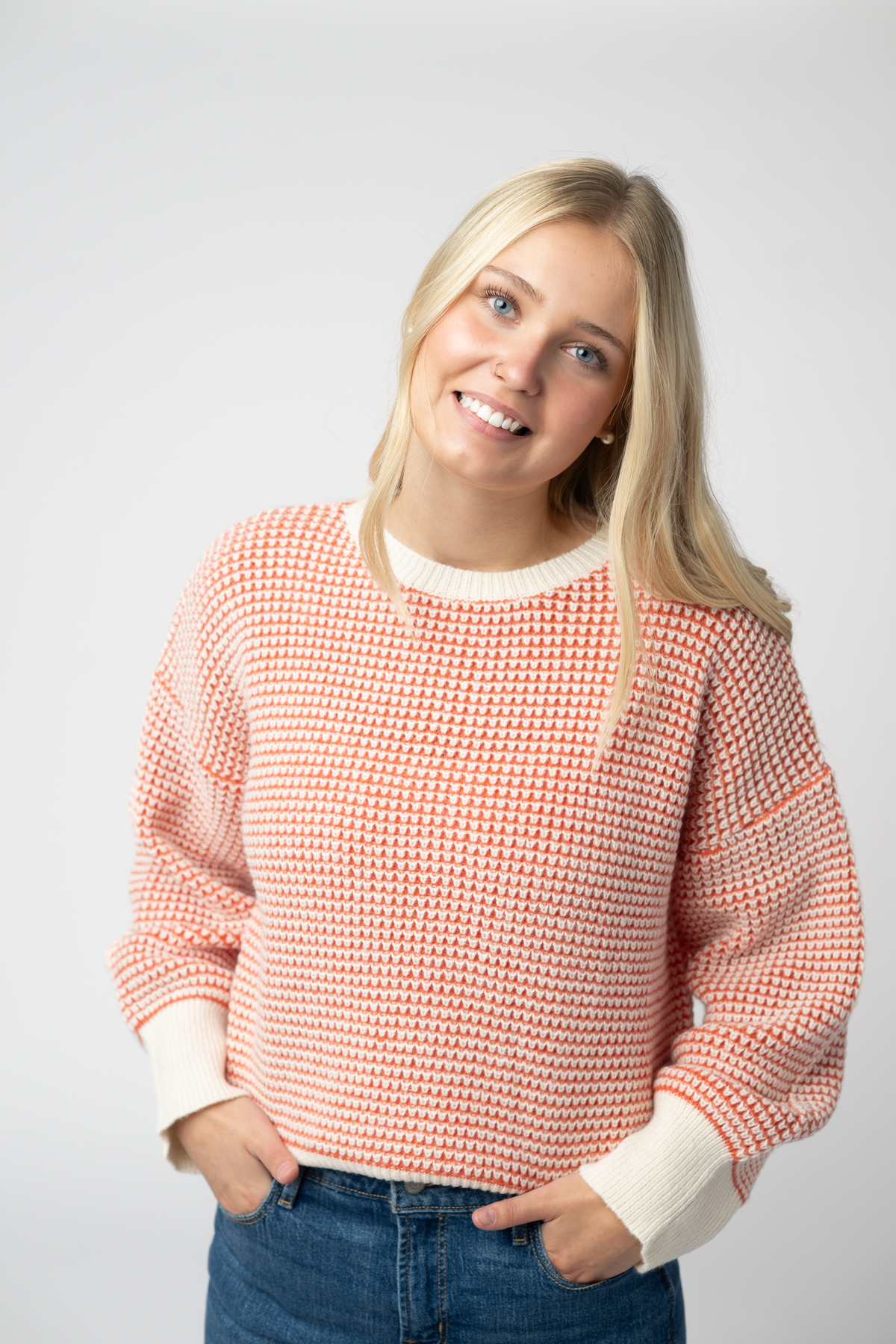 IN STOCK Charlotte Sweater - Orange and Ivory by Michelle Mae