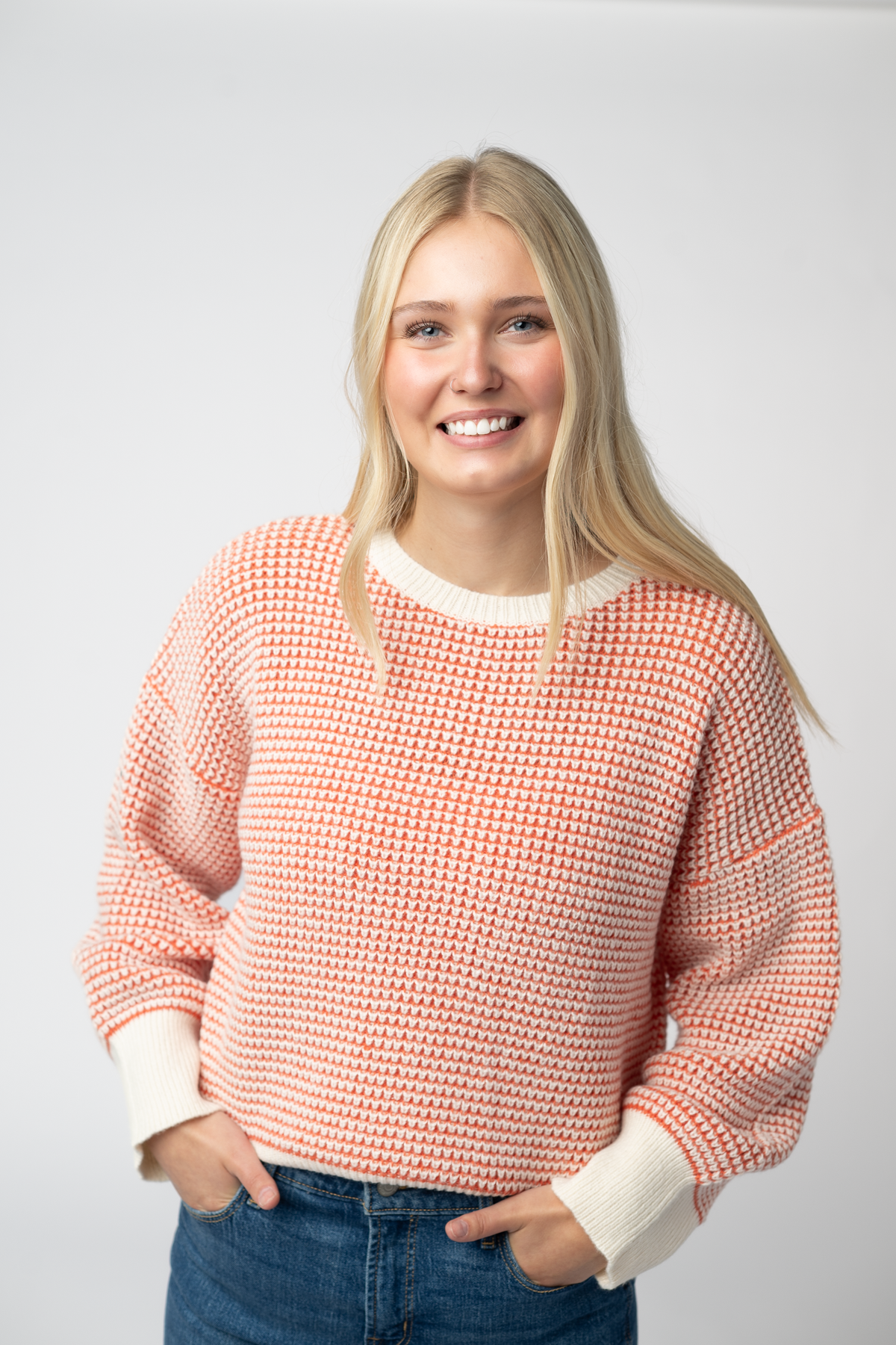 IN STOCK Charlotte Sweater - Orange and Ivory by Michelle Mae