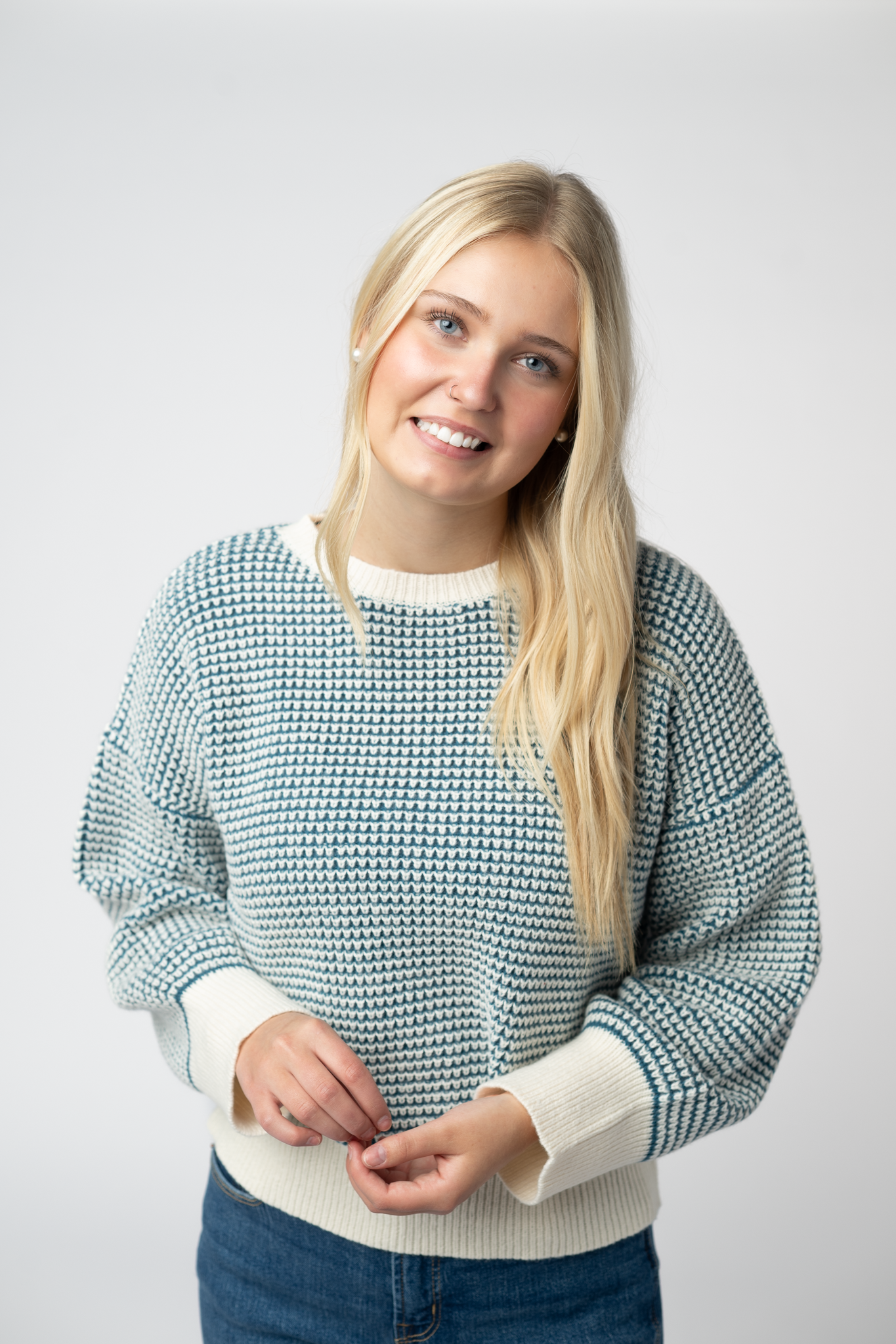 IN STOCK Charlotte Sweater - Teal and Ivory by Michelle Mae