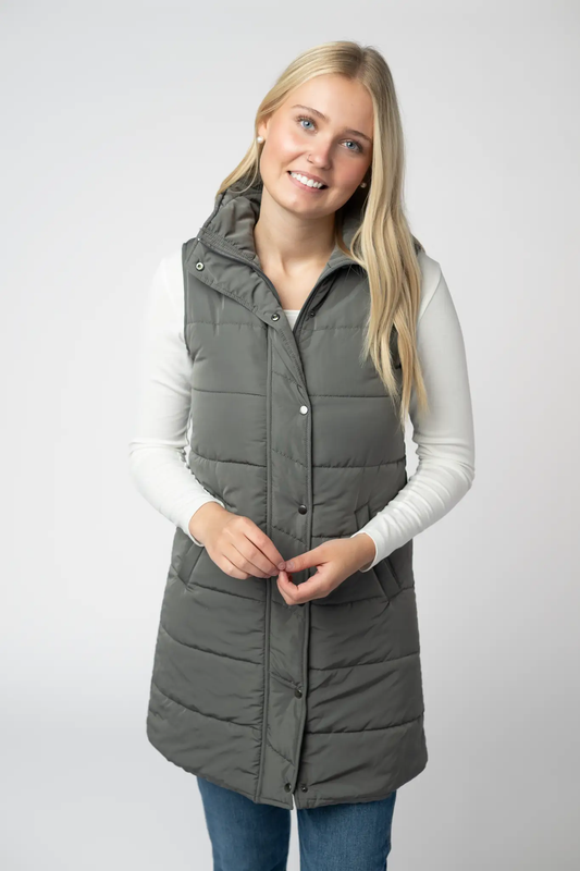 Harlow Long Vest - Grey by Michelle Mae