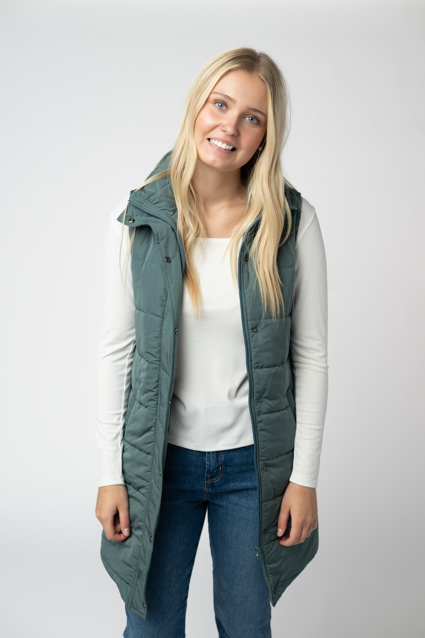IN STOCK Harlow Long Vest - Teal by Michelle Mae