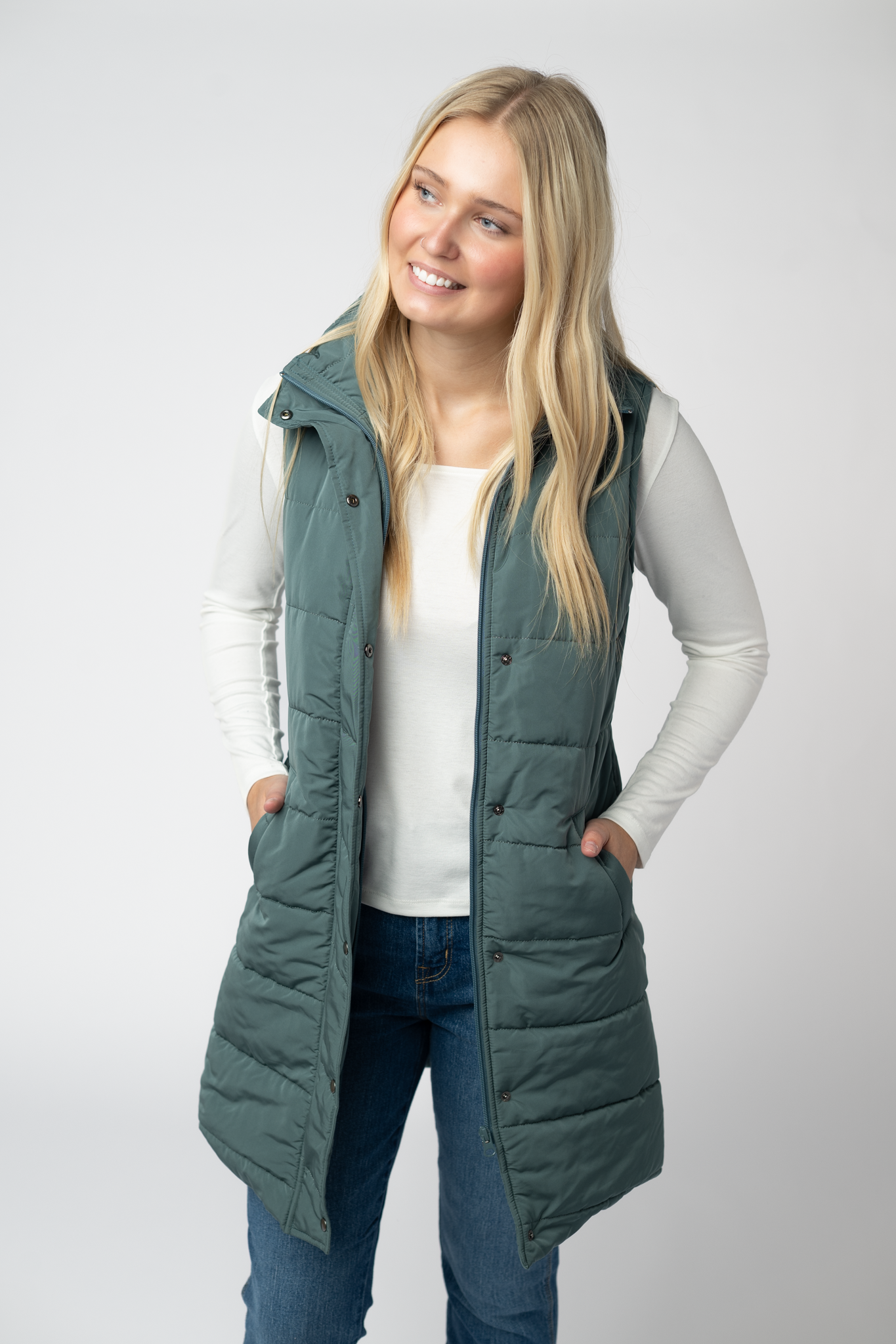 IN STOCK Harlow Long Vest - Teal by Michelle Mae