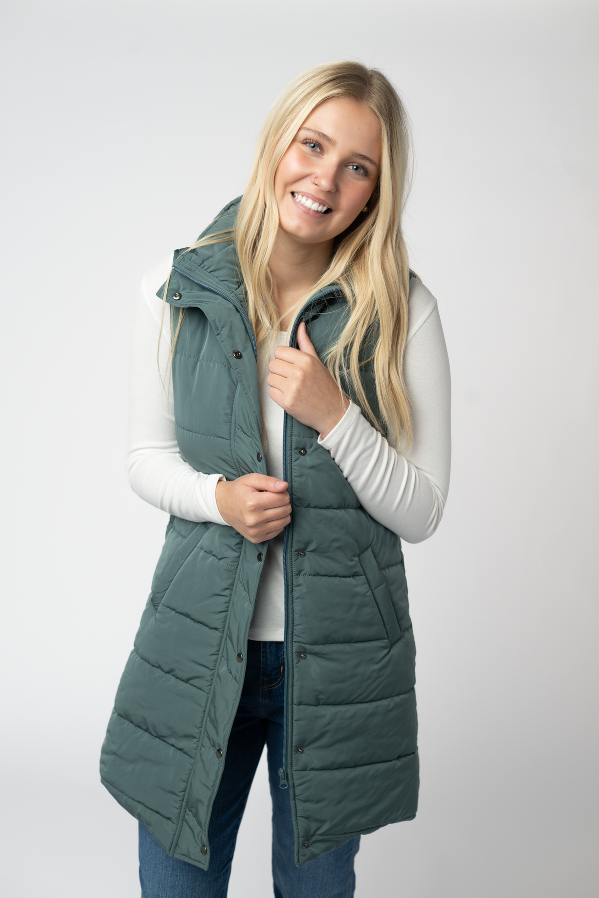 IN STOCK Harlow Long Vest - Teal by Michelle Mae