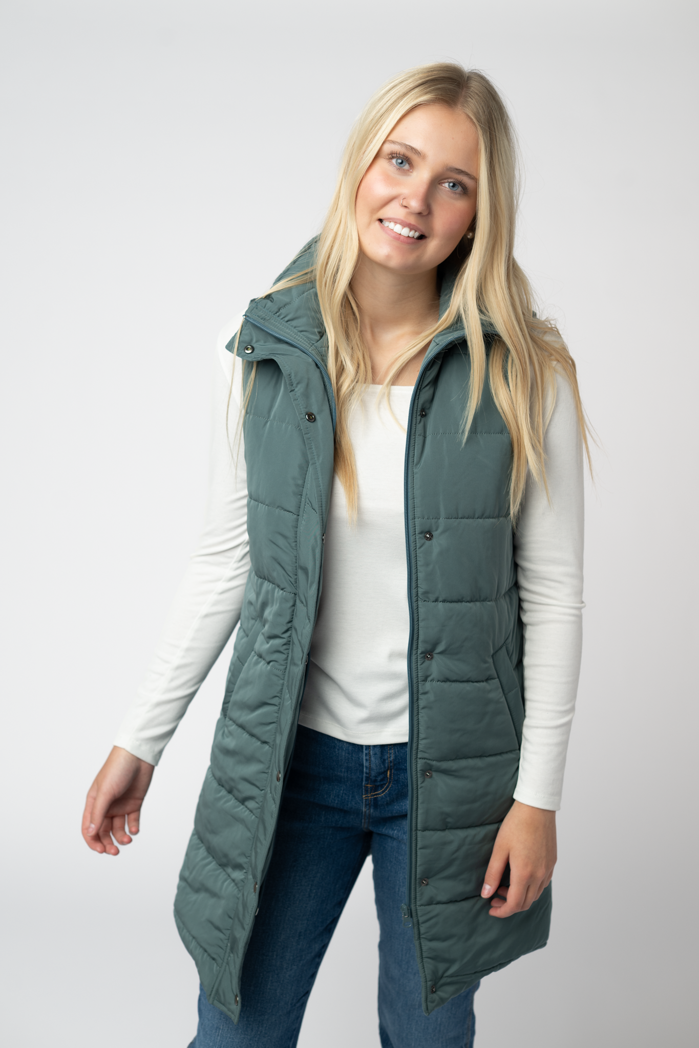 IN STOCK Harlow Long Vest - Teal by Michelle Mae