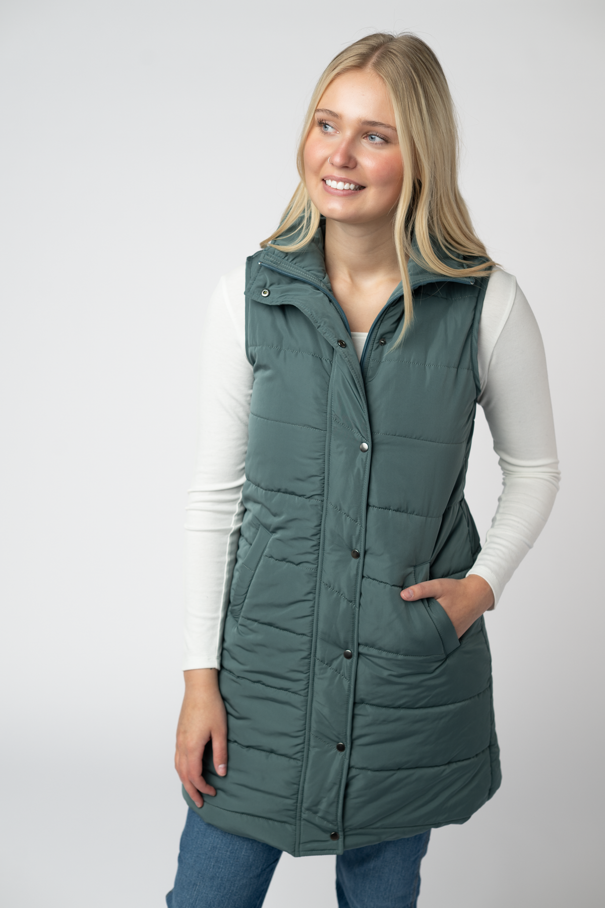 IN STOCK Harlow Long Vest - Teal by Michelle Mae